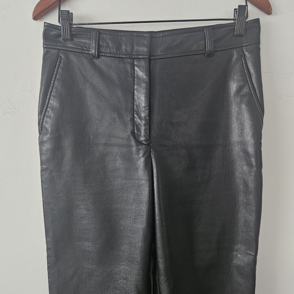 Babaton Black Command Cropped Vegan Leather Pant Size 8 - Picture 3 of 10